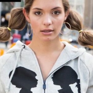 BOY MEETS GIRL Zip Up Hoodie Sweatshirt Plum & Pewter Silhouettes Girls S RARE